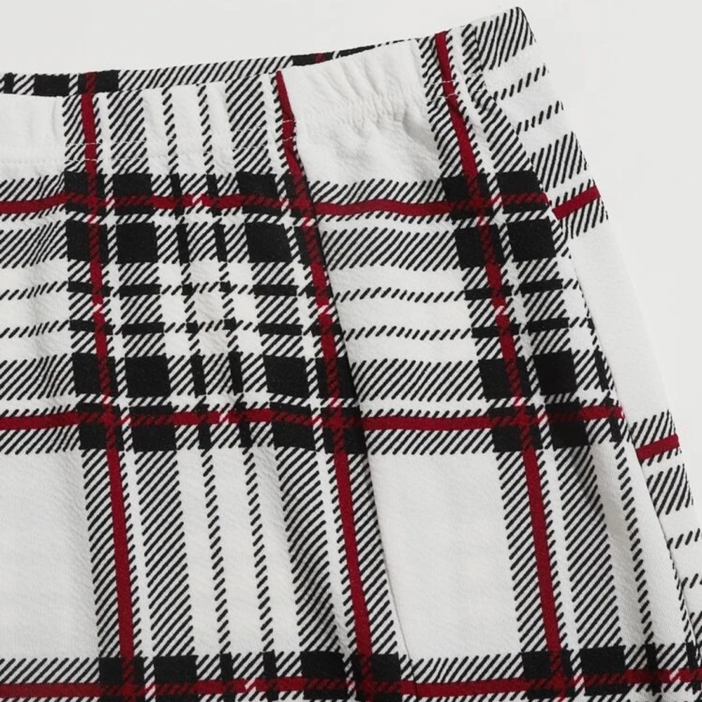 WOMENS PLAID RED AND WHITE STRETCH MINI SKIRT (1XL) - Picture 4 of 10